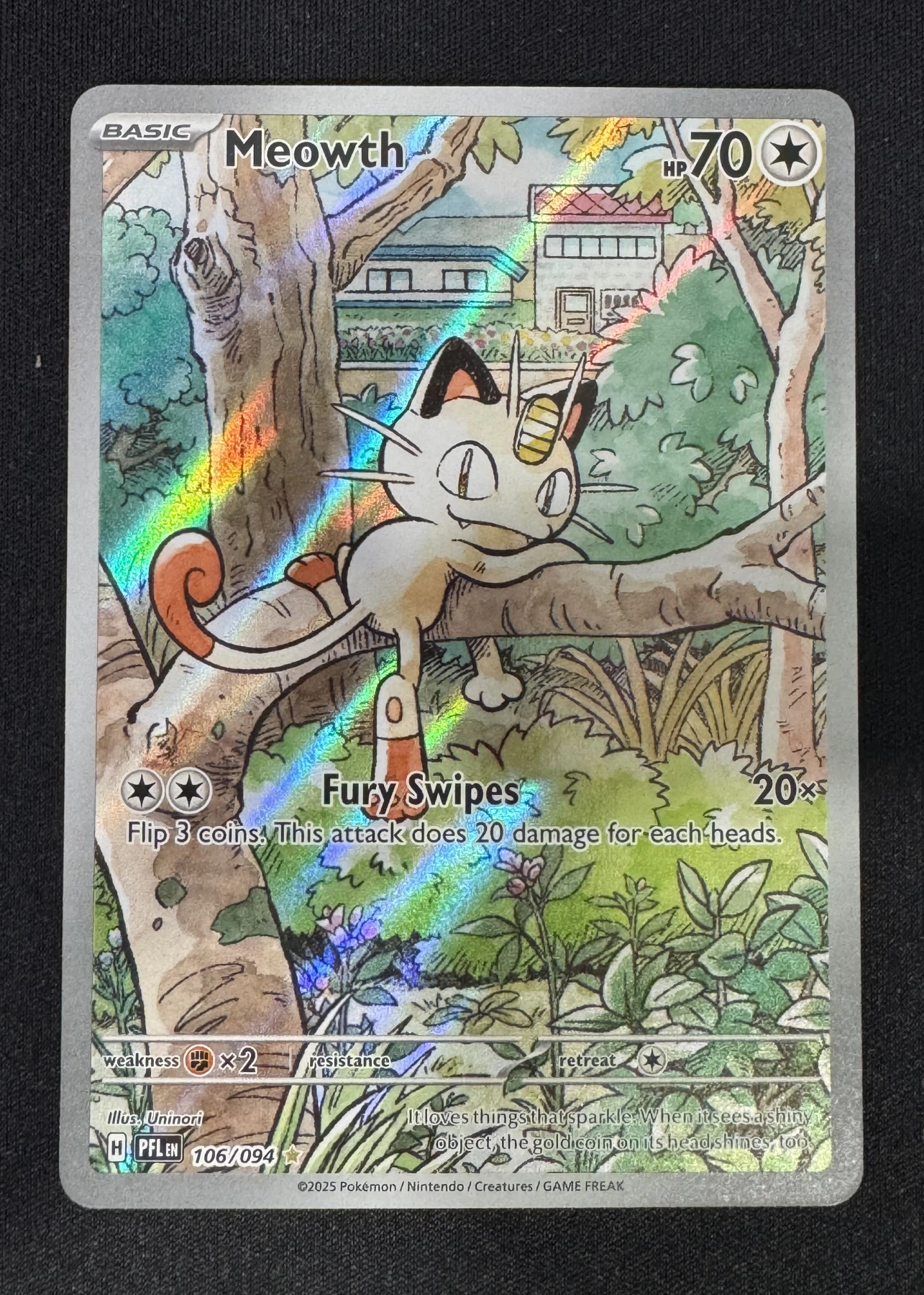 Meowth 106/94 Phantasmal Flames front card photo in GradeValue pregrading report
