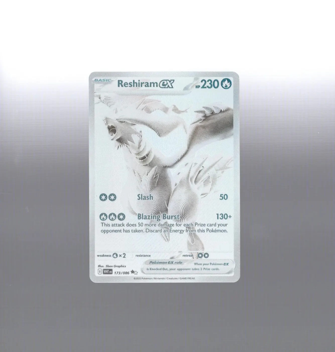 Reshiram ex 173/86 White Flare front card photo in GradeValue pregrading report