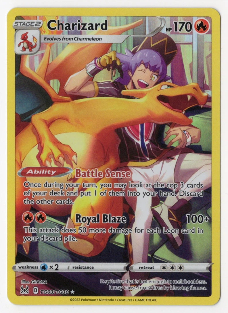 Charizard TG03/196 Lost Origin front card photo in GradeValue pregrading report