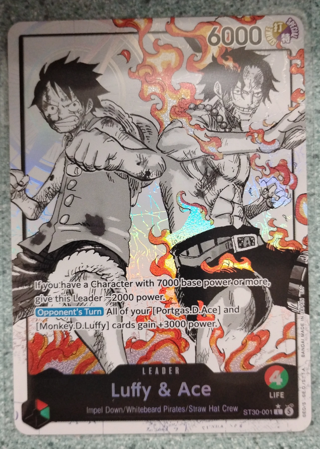 Luffy & Ace ST30-001 Starter Deck EX: Luffy & Ace front card photo in GradeValue pregrading report
