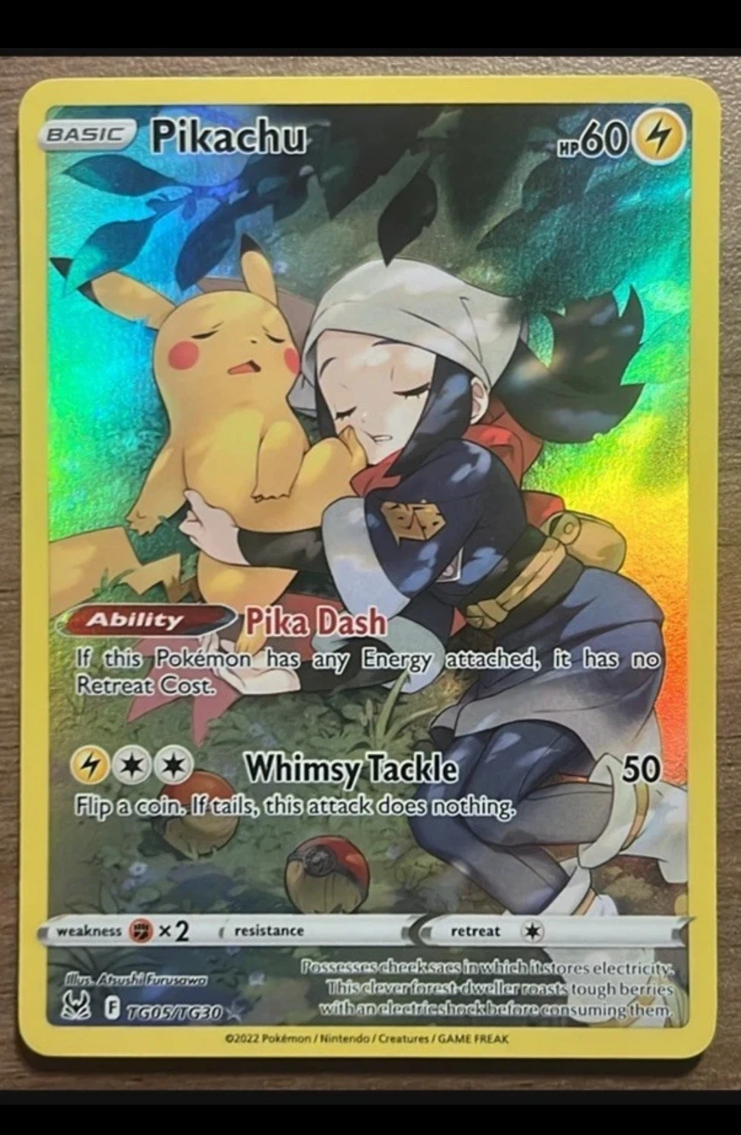 Pikachu TG05/196 Lost Origin front card photo in GradeValue pregrading report