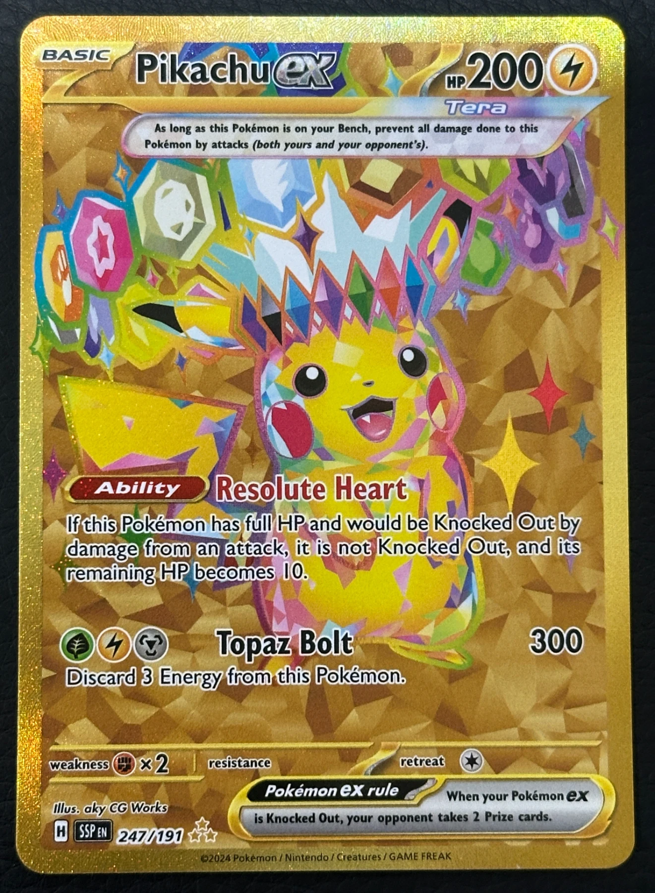 Pikachu ex 247/191 Surging Sparks front card photo in GradeValue pregrading report