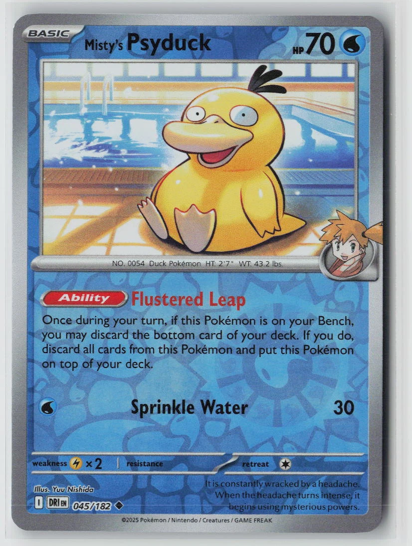 Misty's Psyduck 045/182 · Reverse Holo Destined Rivals front card photo in GradeValue pregrading report