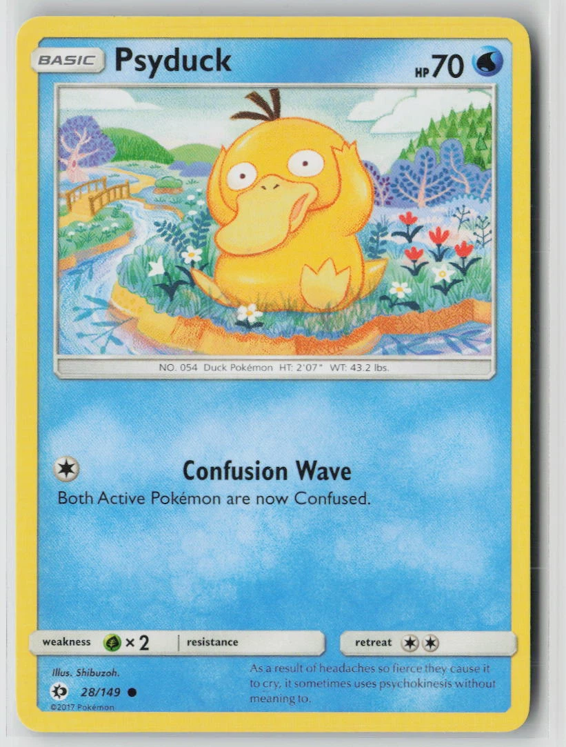 Psyduck 028/149 · Normal Sun & Moon front card photo in GradeValue pregrading report