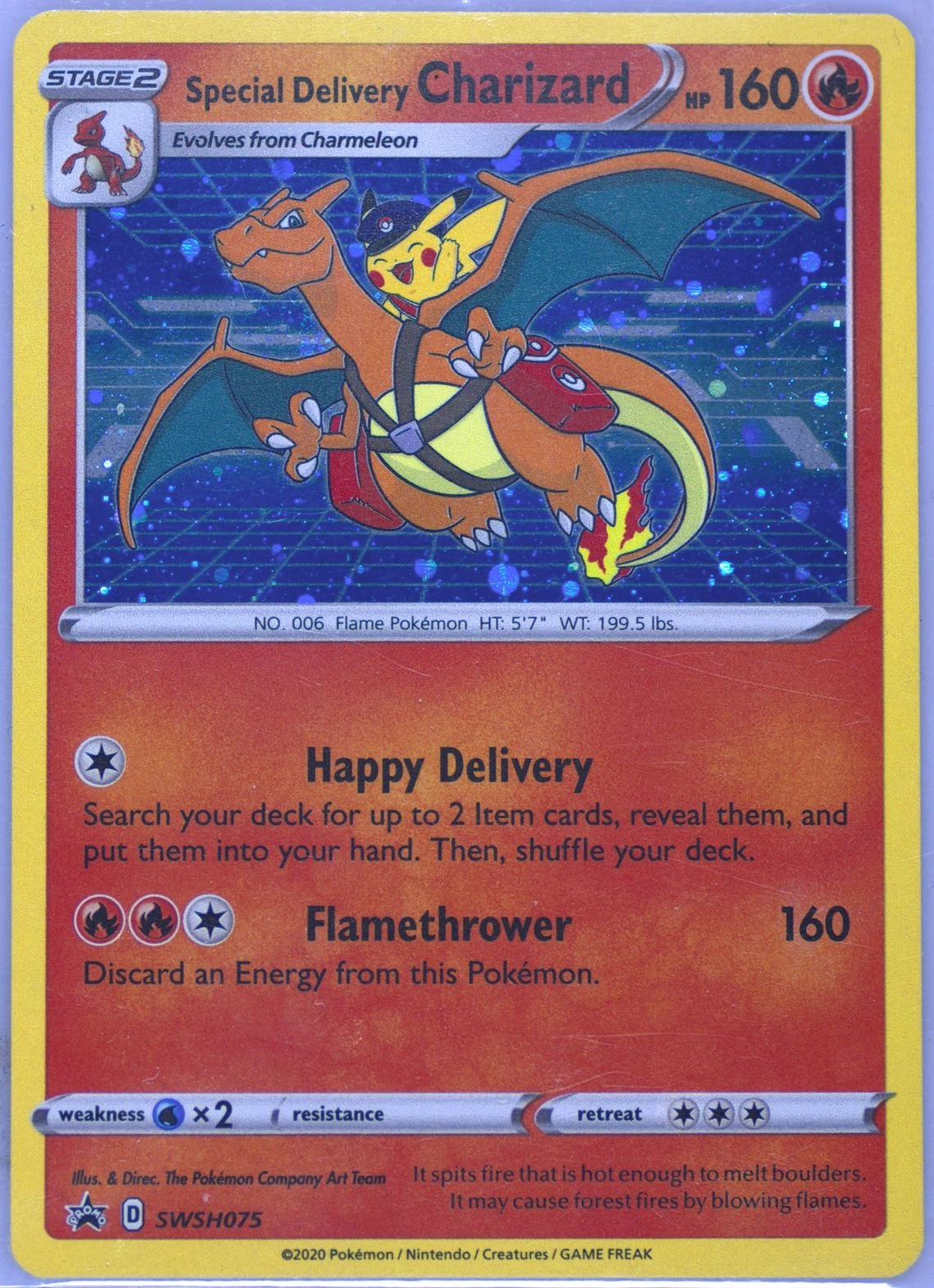 Special Delivery Charizard SWSH075/307 SWSH Black Star Promos front card photo in GradeValue pregrading report