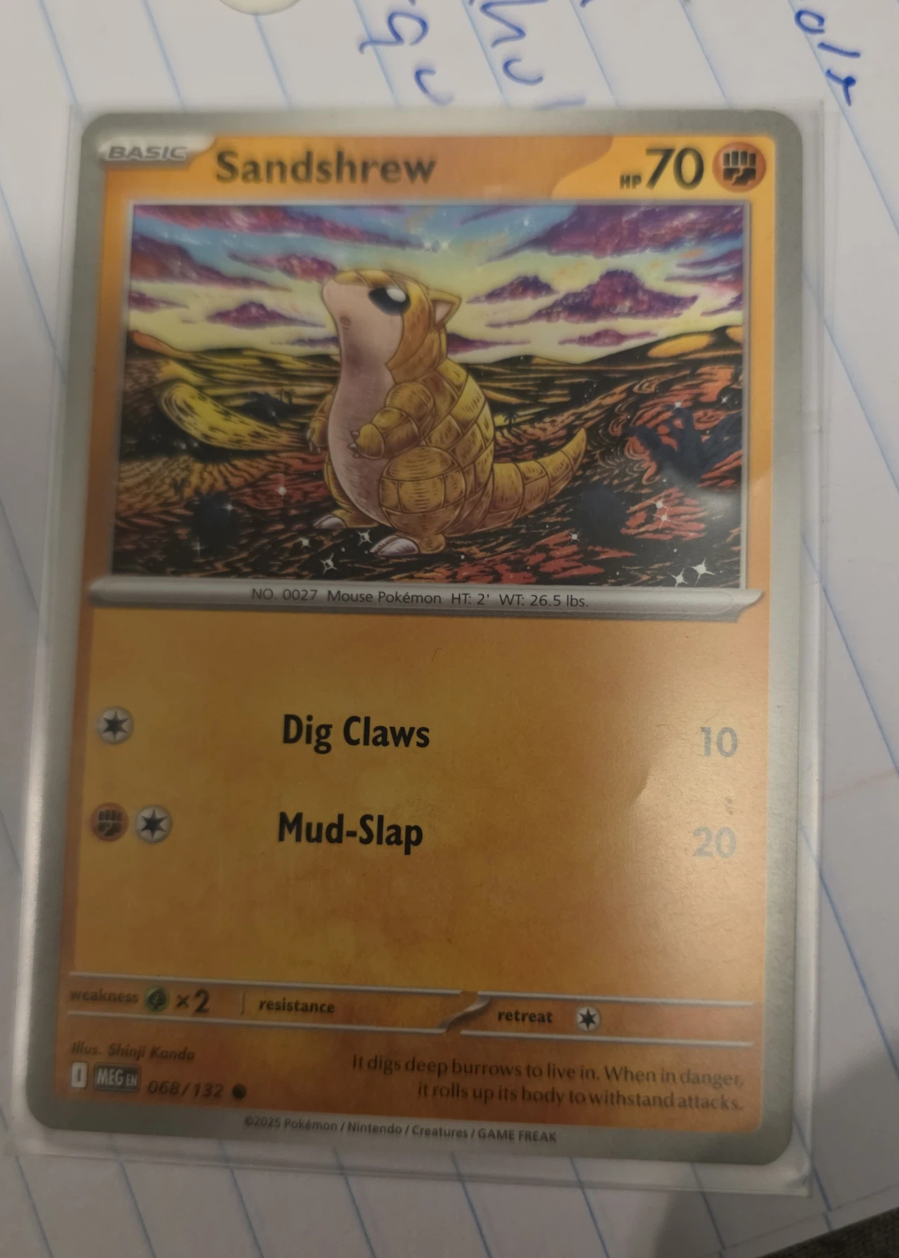 Sandshrew 068/132 Mega Evolution front card photo in GradeValue pregrading report