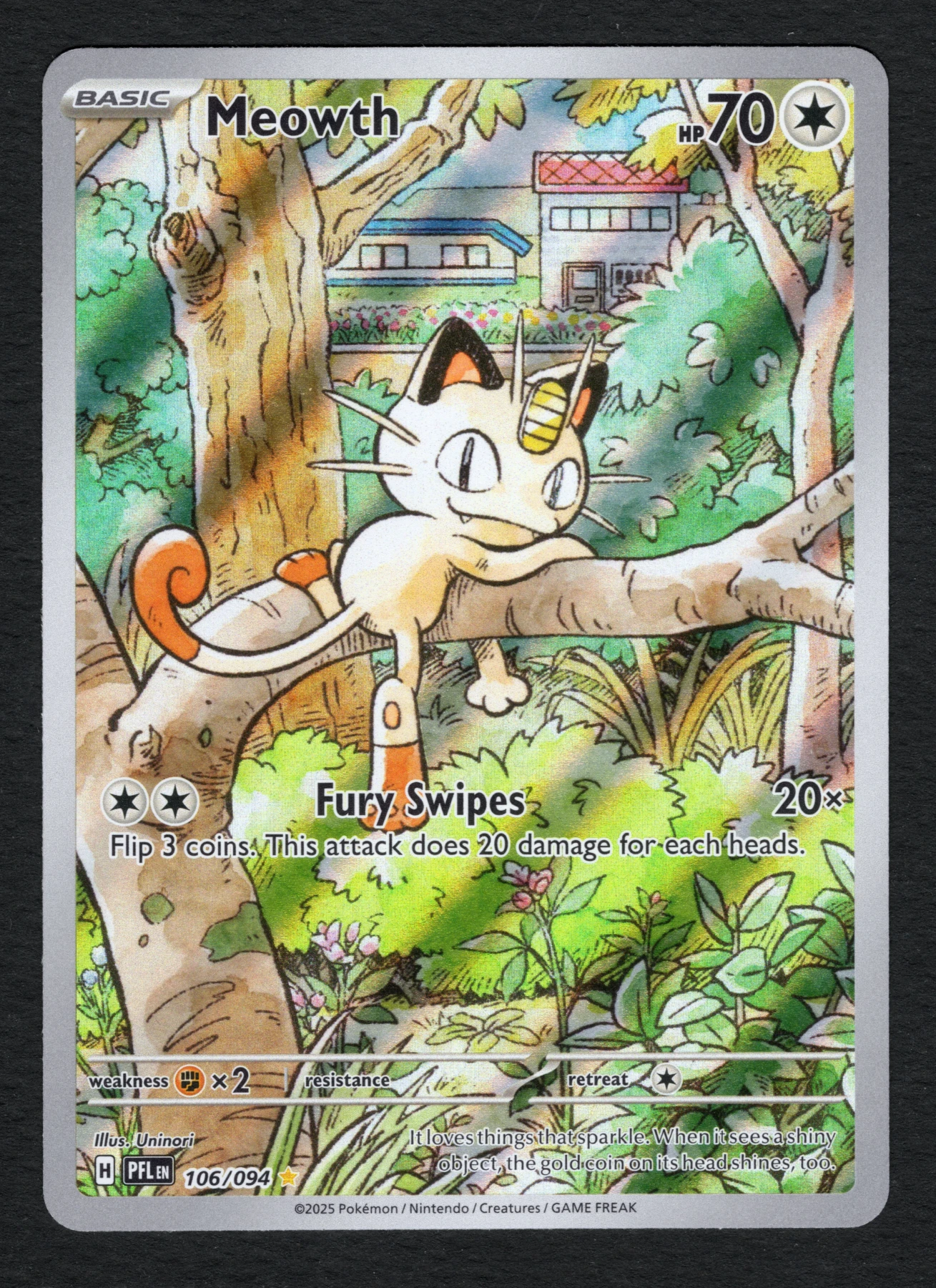 Meowth 106/94 Phantasmal Flames front card photo in GradeValue pregrading report