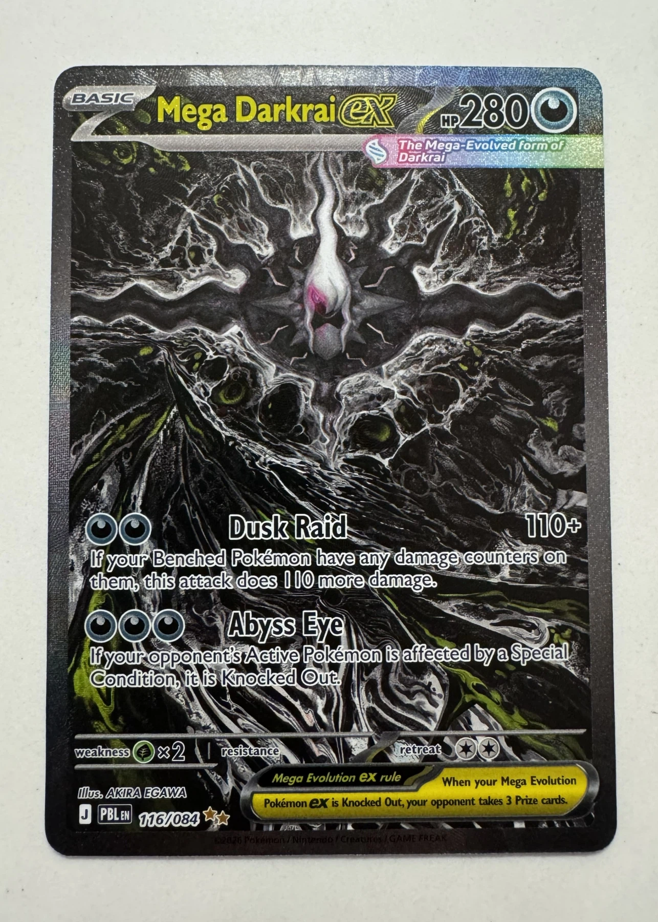 Mega Darkrai ex 116/84 Pitch Black front card photo in GradeValue pregrading report