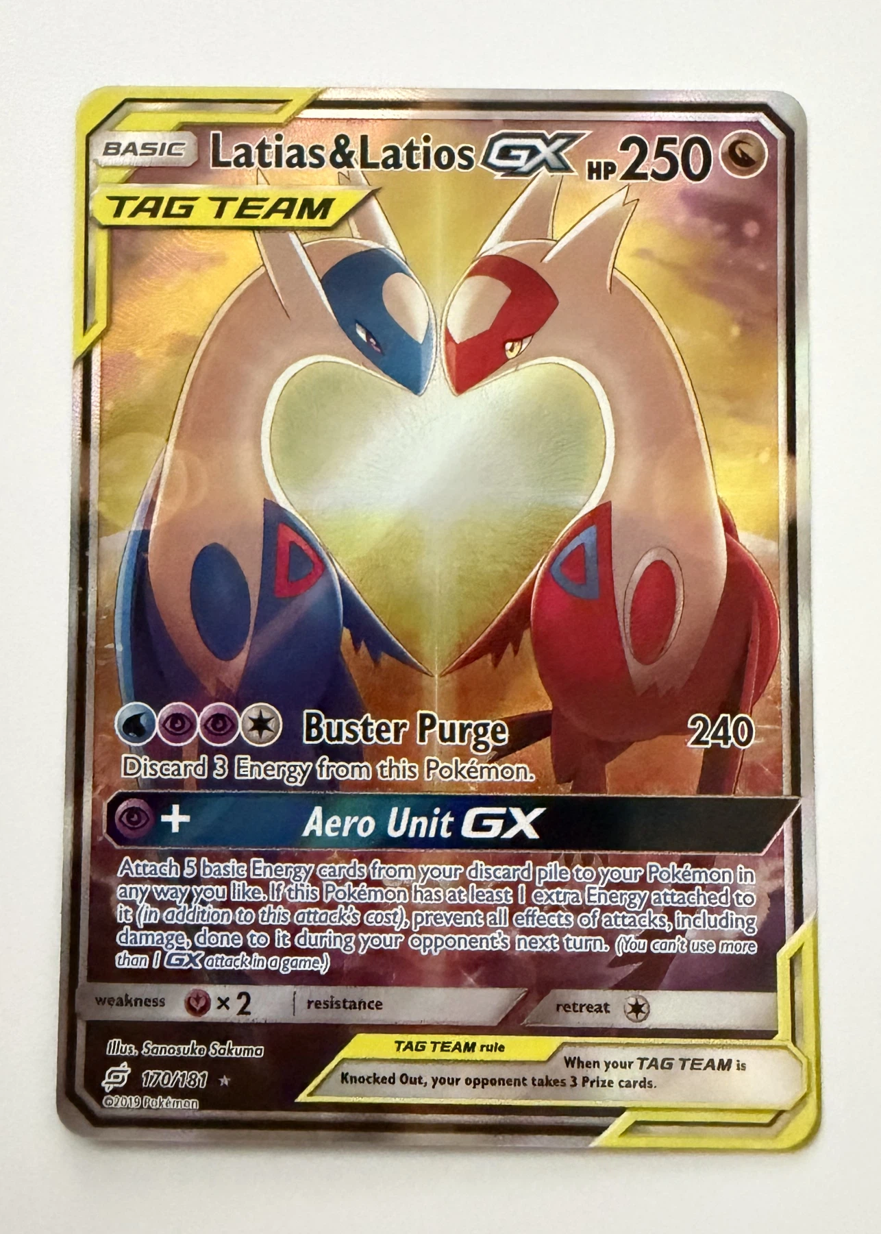 Latias & Latios GX 170/181 Team Up front card photo in GradeValue pregrading report