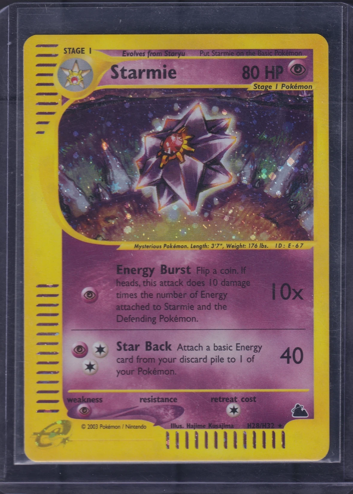 Starmie H28/144 Skyridge front card photo in GradeValue pregrading report