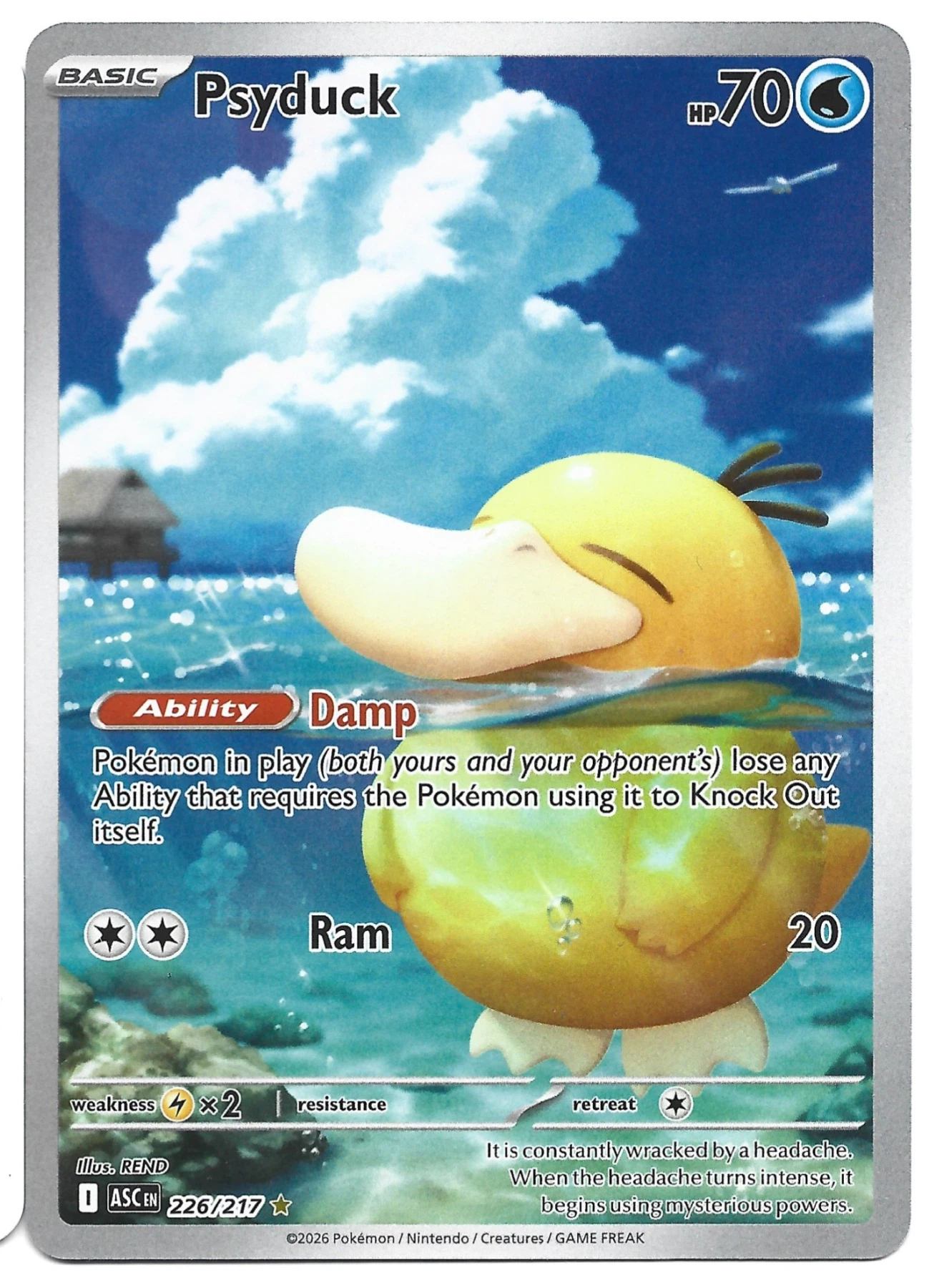 Psyduck 226/217 Ascended Heroes front card photo in GradeValue pregrading report
