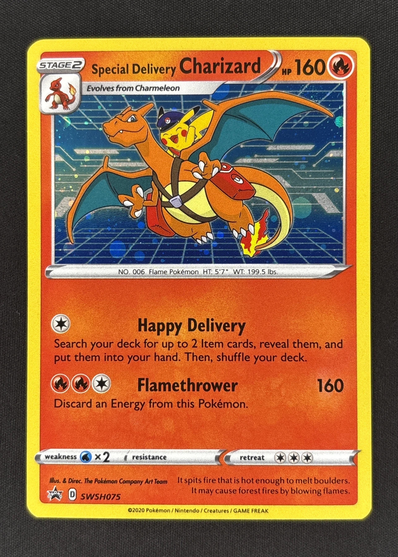 Special Delivery Charizard SWSH075/307 SWSH Black Star Promos front card photo in GradeValue pregrading report