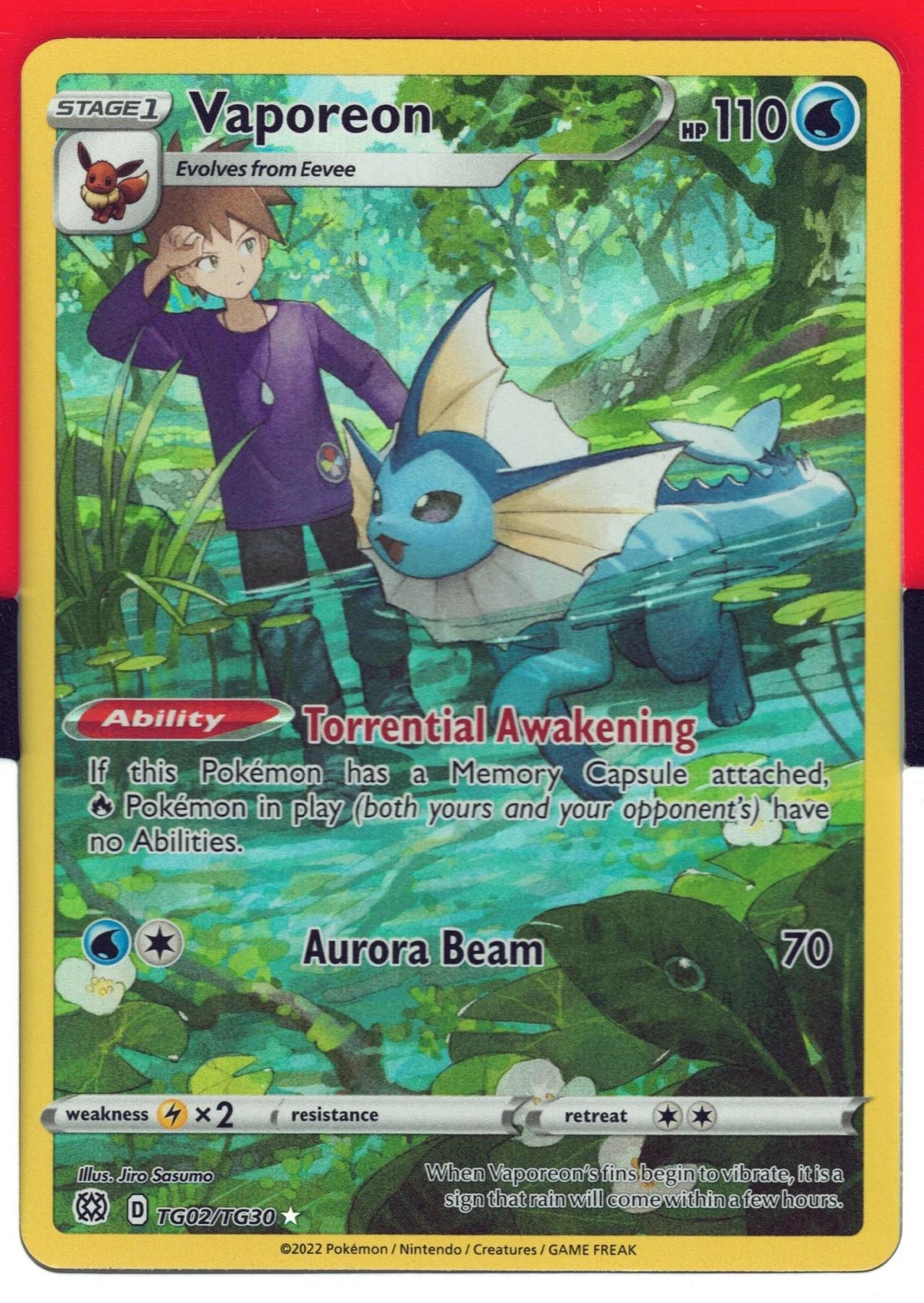 Vaporeon TG02/172 Brilliant Stars front card photo in GradeValue pregrading report