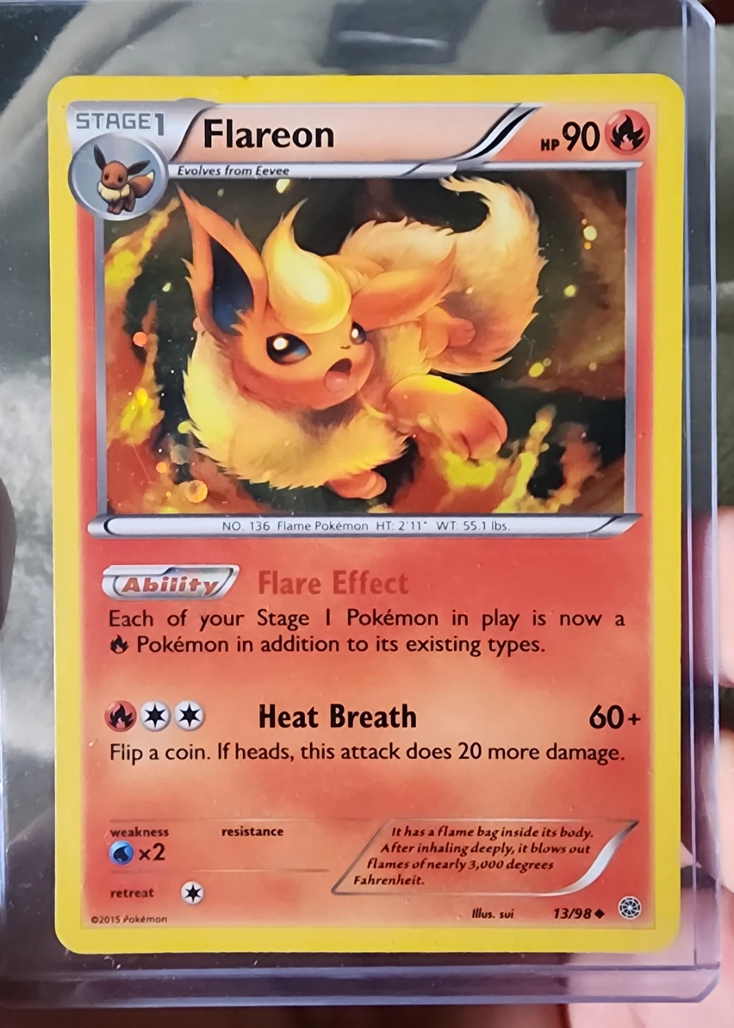 Flareon 013/98 Ancient Origins front card photo in GradeValue pregrading report