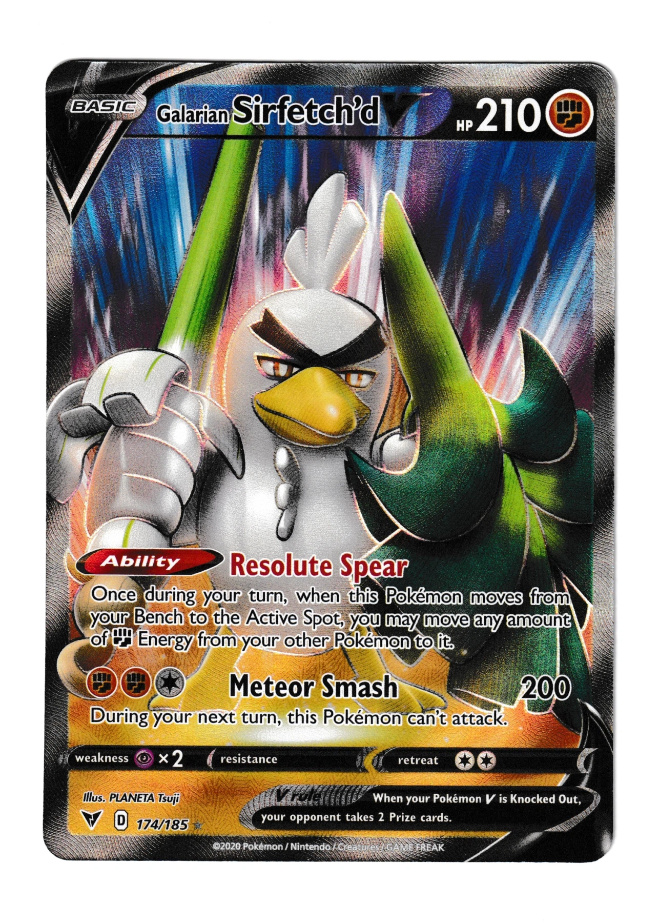 Galarian Sirfetch'd V 174/185 Vivid Voltage front card photo in GradeValue pregrading report