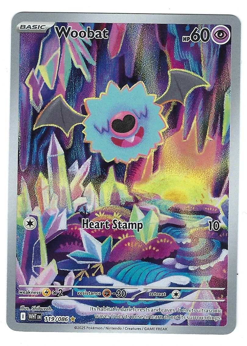 Woobat 119/86 White Flare front card photo in GradeValue pregrading report