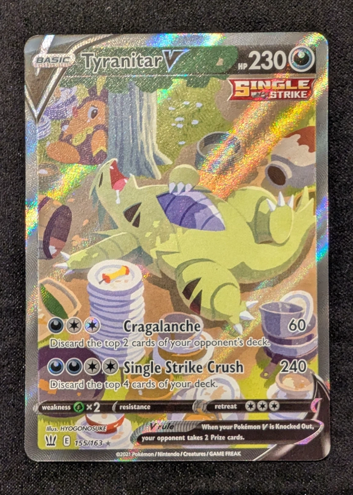 Tyranitar V 155/163 Battle Styles front card photo in GradeValue pregrading report