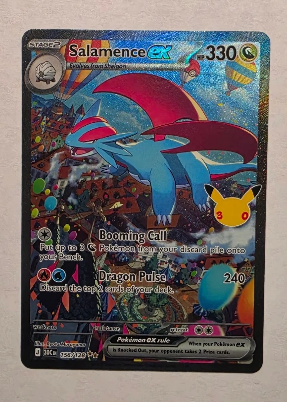 Salamence ex 156/128 30th Celebration front card photo in GradeValue pregrading report