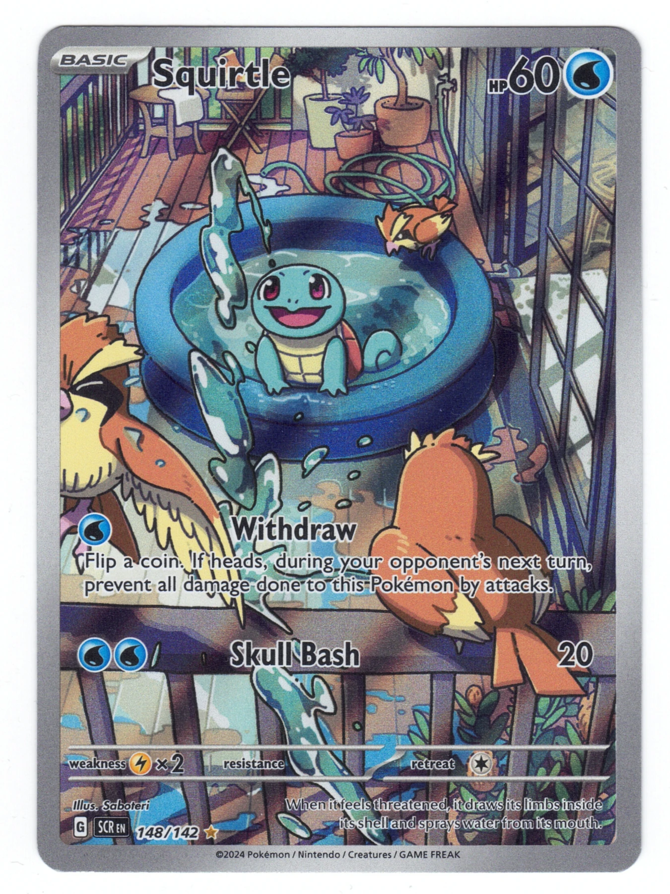 Squirtle 148/142 Stellar Crown front card photo in GradeValue pregrading report