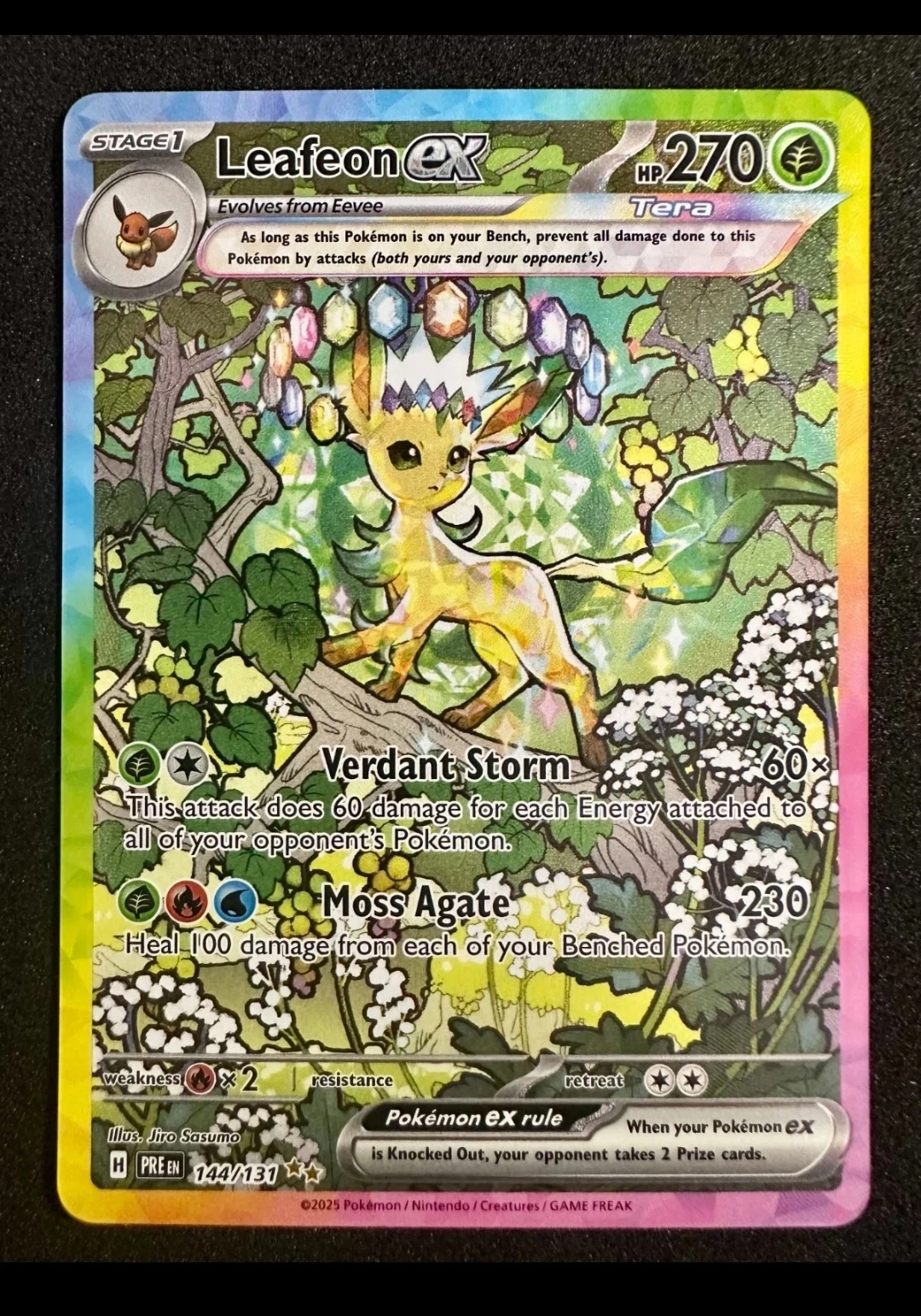Leafeon ex 144/131 Prismatic Evolutions front card photo in GradeValue pregrading report