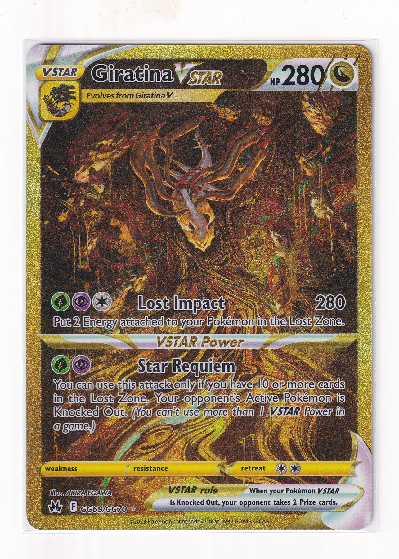 Giratina VSTAR GG69/159 Crown Zenith front card photo in GradeValue pregrading report