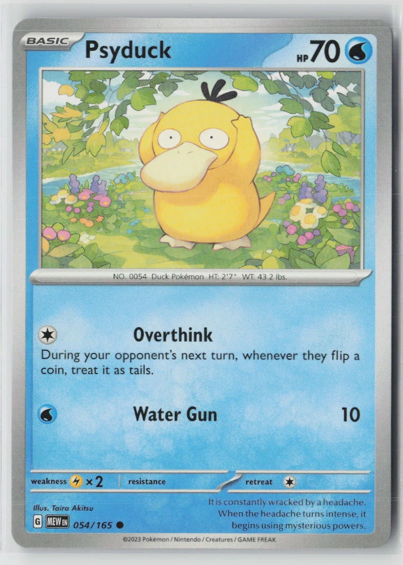 Psyduck 054/165 · Normal 151 front card photo in GradeValue pregrading report