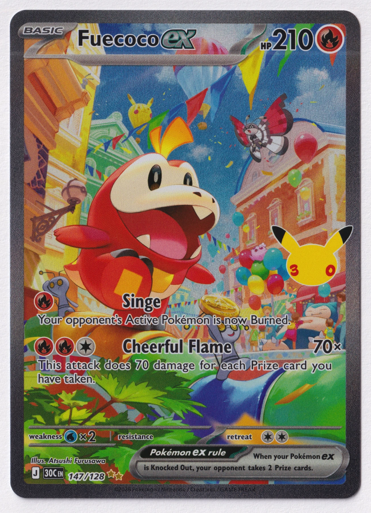 Fuecoco ex 147/128 30th Celebration front card photo in GradeValue pregrading report