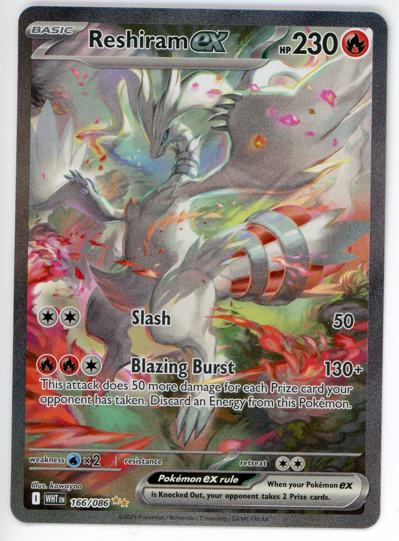 Reshiram ex 166/86 White Flare front card photo in GradeValue pregrading report