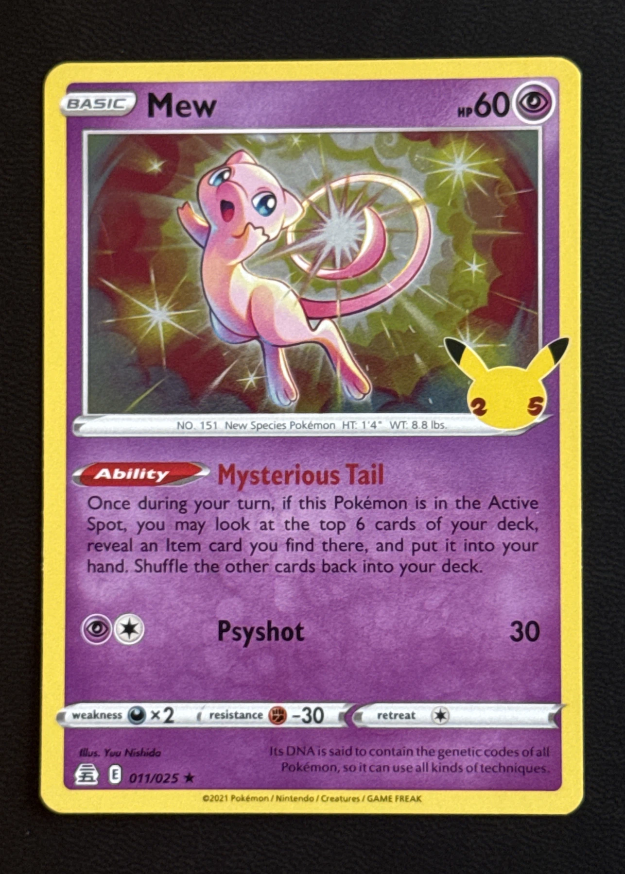 Mew 011/25 Celebrations front card photo in GradeValue pregrading report