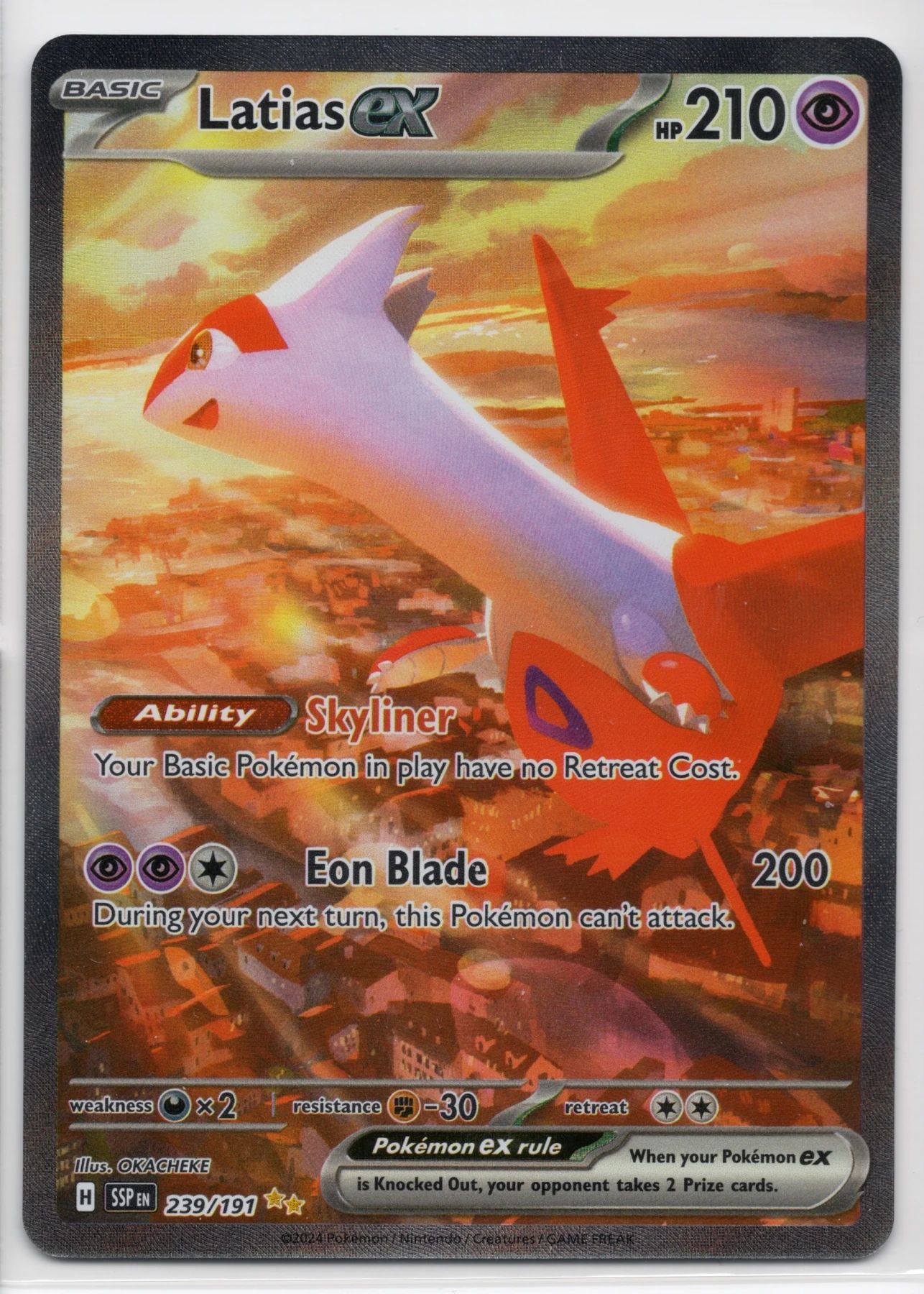 Latias ex 239/191 Surging Sparks front card photo in GradeValue pregrading report
