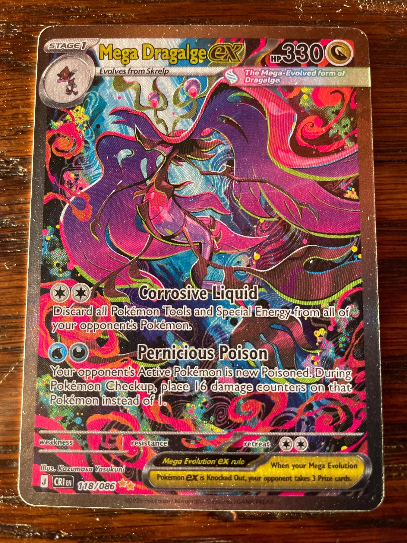 Mega Dragalge ex 118/86 Chaos Rising front card photo in GradeValue pregrading report