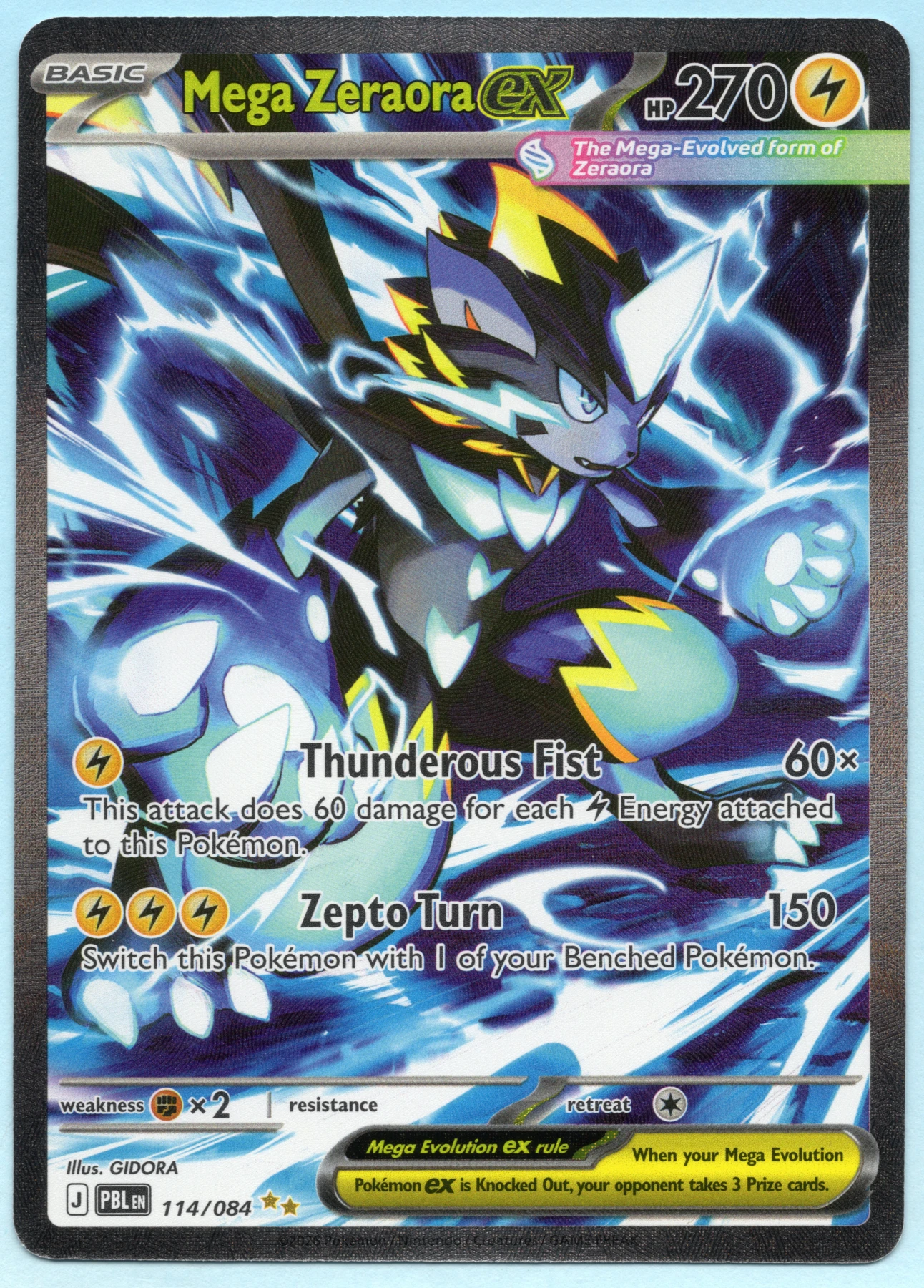 Mega Zeraora ex 114/84 Pitch Black front card photo in GradeValue pregrading report