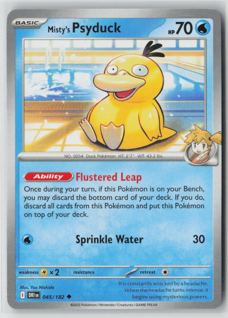 Misty's Psyduck 045/182 · Normal Destined Rivals front card photo in GradeValue pregrading report