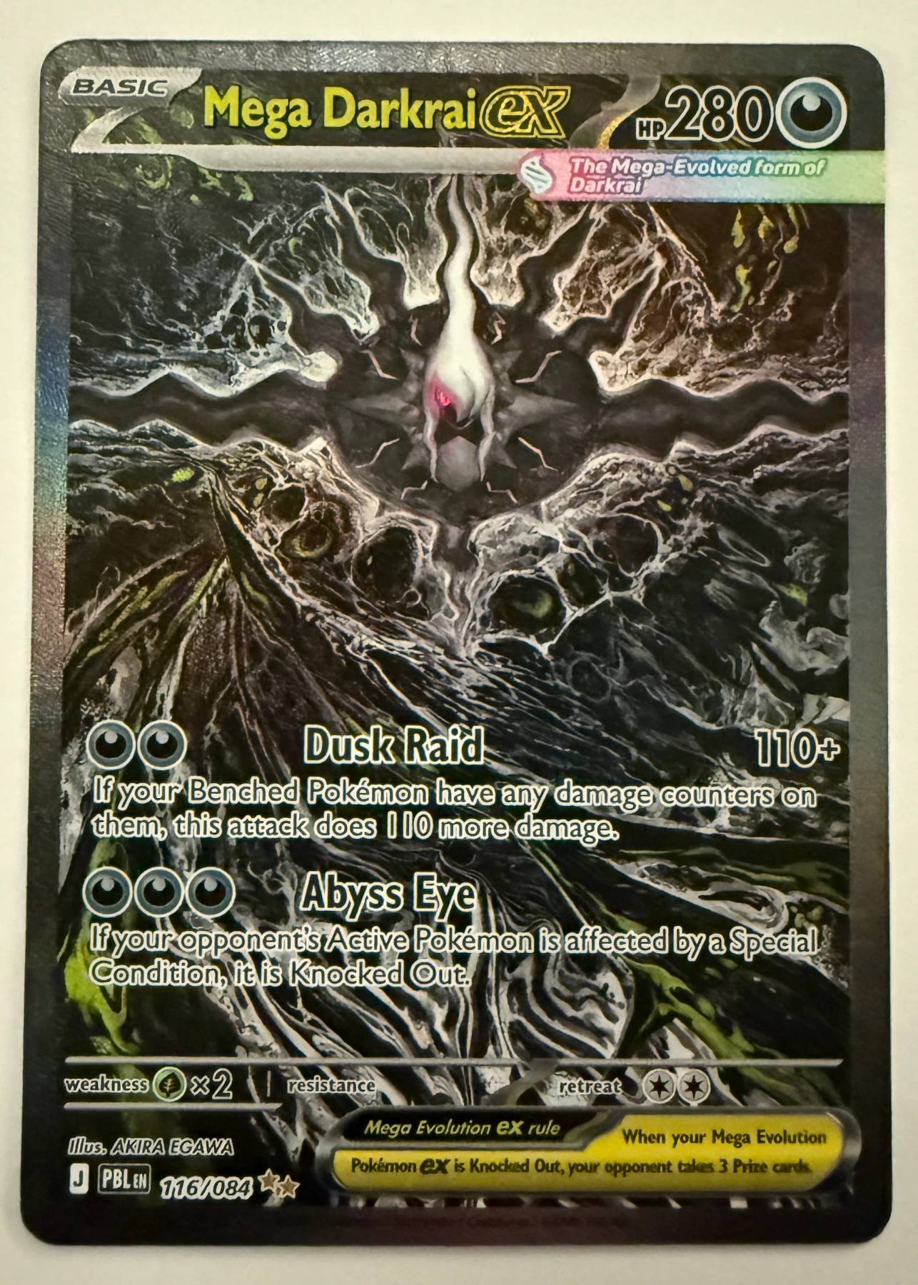 Mega Darkrai ex 116/84 Pitch Black front card photo in GradeValue pregrading report
