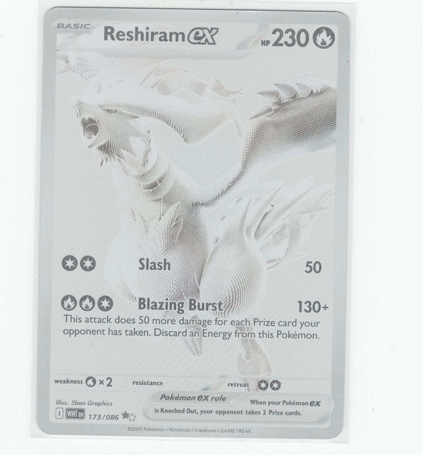 Reshiram ex 173/86 White Flare front card photo in GradeValue pregrading report