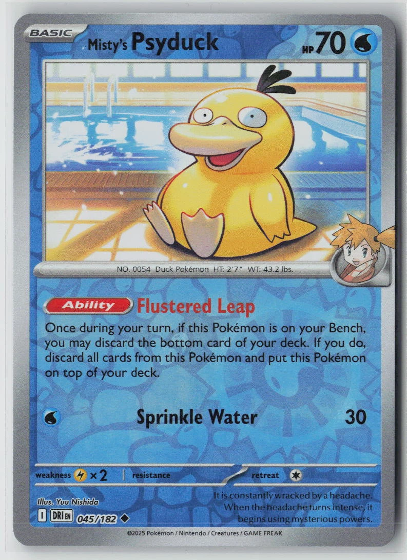 Misty's Psyduck 045/182 · Reverse Holo Destined Rivals front card photo in GradeValue pregrading report