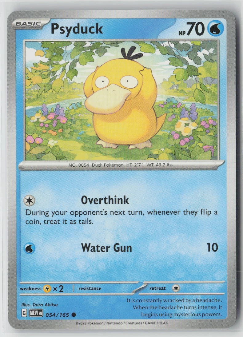 Psyduck 054/165 · Normal 151 front card photo in GradeValue pregrading report