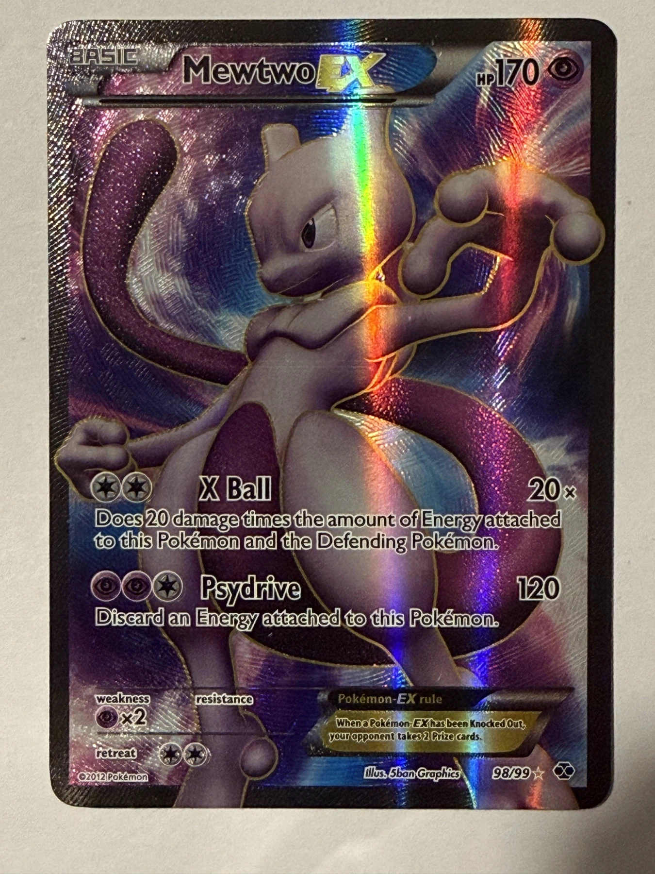 Mewtwo-EX 098/99 Next Destinies front card photo in GradeValue pregrading report