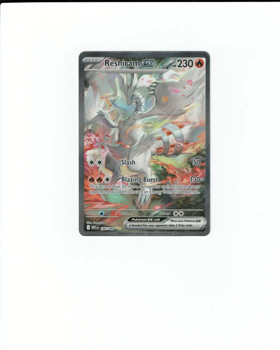Reshiram ex 166/86 White Flare front card photo in GradeValue pregrading report