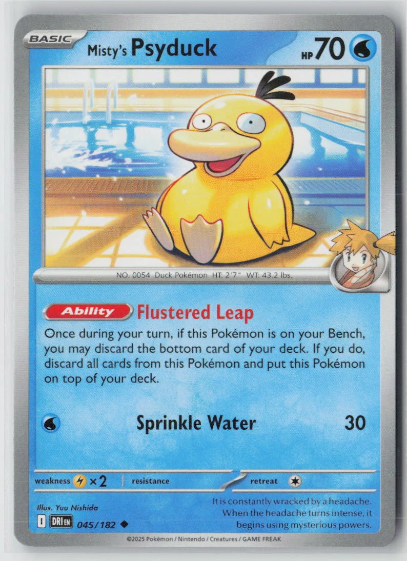 Misty's Psyduck 045/182 · Normal Destined Rivals front card photo in GradeValue pregrading report
