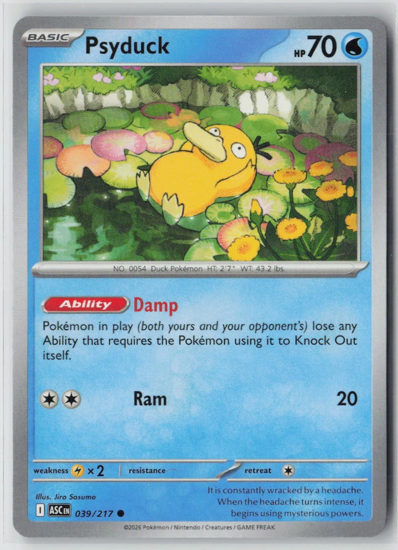 Psyduck 039/217 · Normal Ascended Heroes front card photo in GradeValue pregrading report