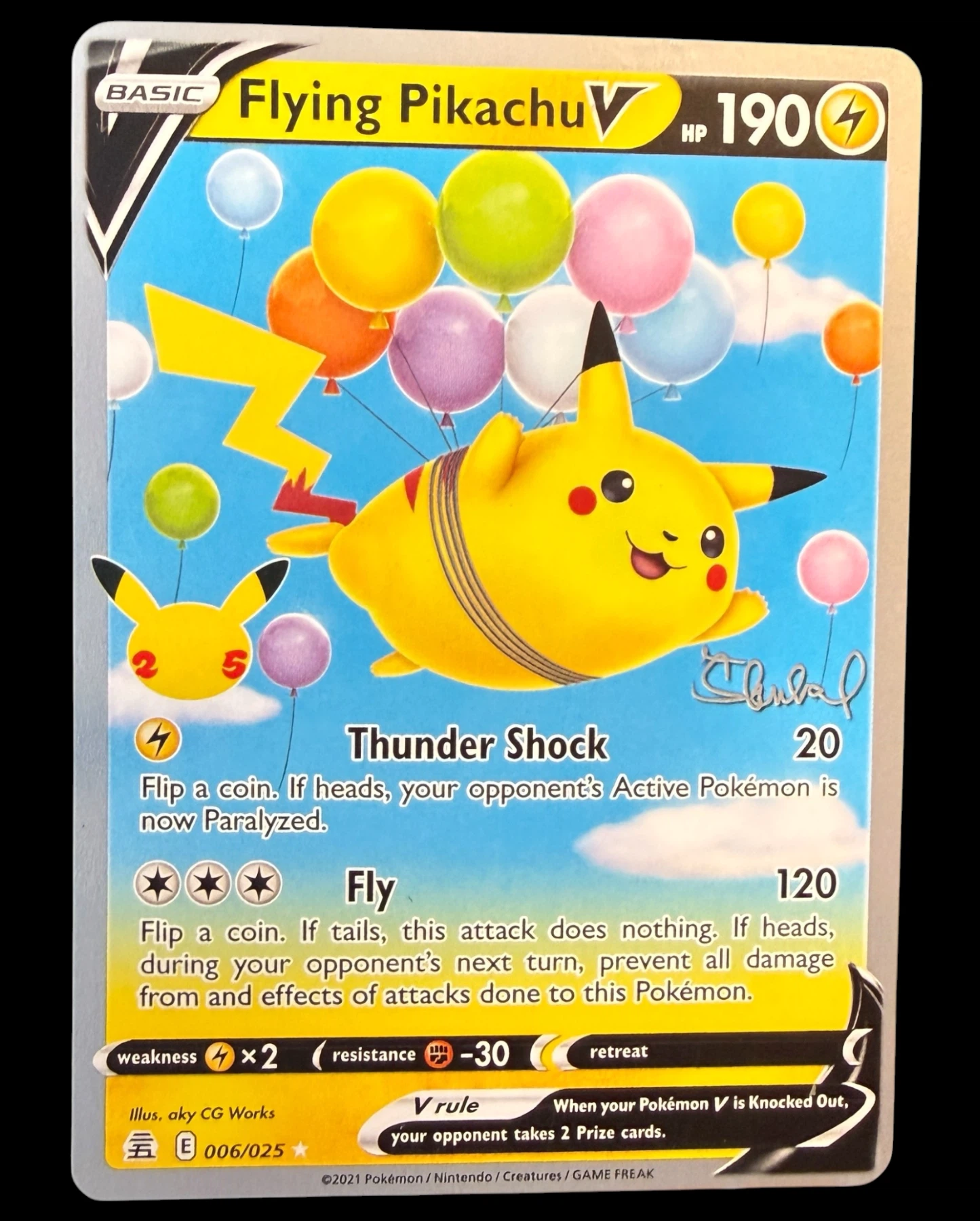 Flying Pikachu V 006/25 Celebrations front card photo in GradeValue pregrading report