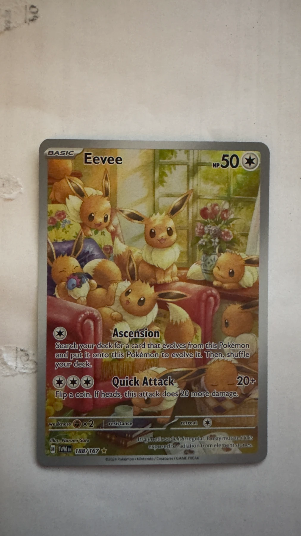 Eevee 188/167 Twilight Masquerade front card photo in GradeValue pregrading report