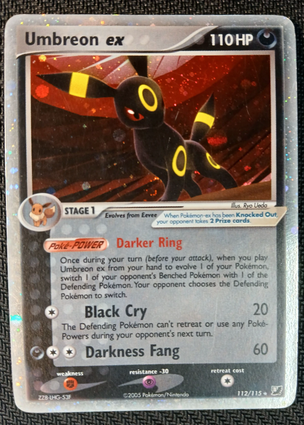 Umbreon ex 112/115 Unseen Forces front card photo in GradeValue pregrading report