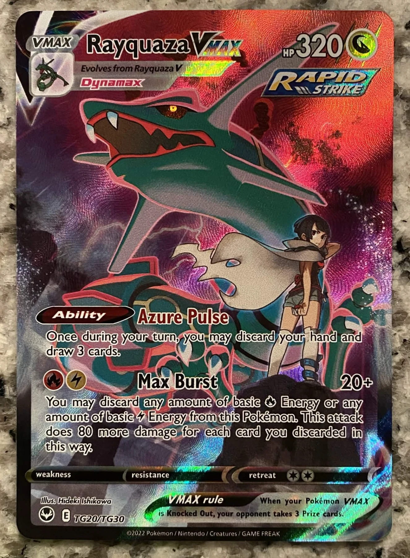 Rayquaza VMAX TG20/195 Silver Tempest front card photo in GradeValue pregrading report
