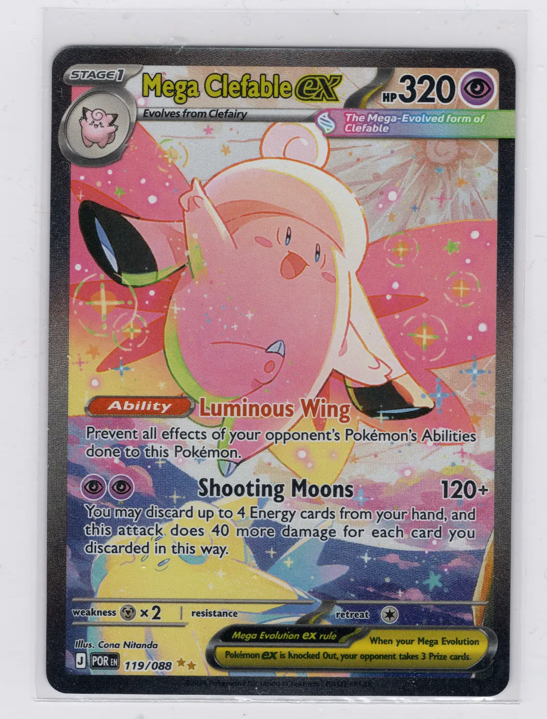 Mega Clefable ex 119/88 Perfect Order front card photo in GradeValue pregrading report