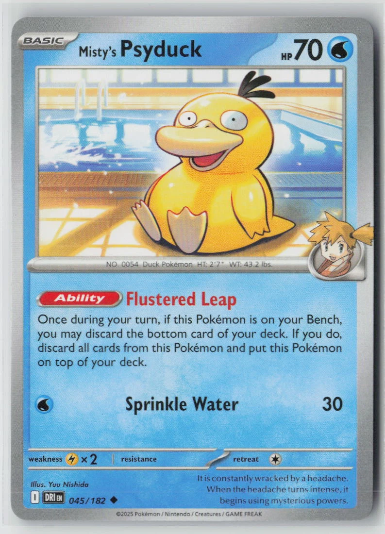 Misty's Psyduck 045/182 · Normal Destined Rivals front card photo in GradeValue pregrading report