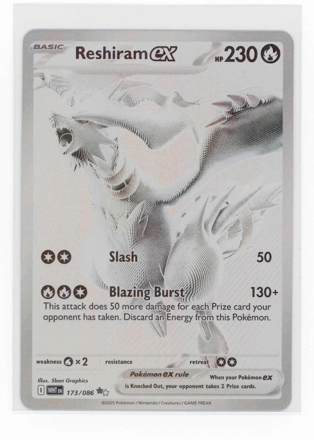 Reshiram ex 173/86 White Flare front card photo in GradeValue pregrading report