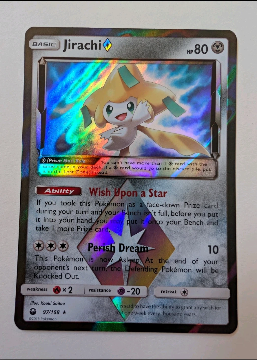 Jirachi ◇ 097/168 Celestial Storm front card photo in GradeValue pregrading report