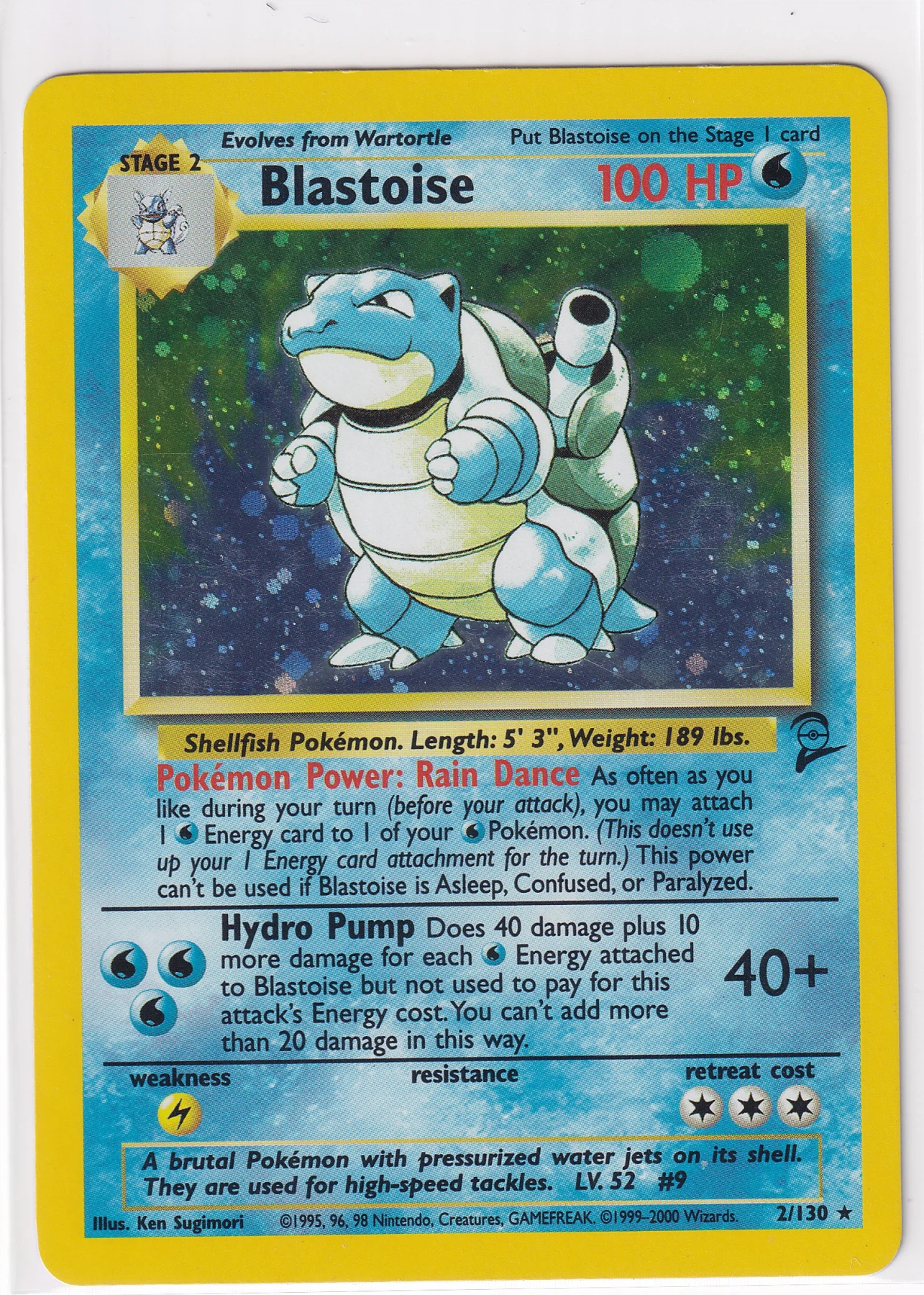 Blastoise 002/130 Base Set 2 front card photo in GradeValue pregrading report